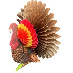 Vintage New Thanksgiving 13" Honeycomb Turkey Centerpiece Decoration Fall Decor